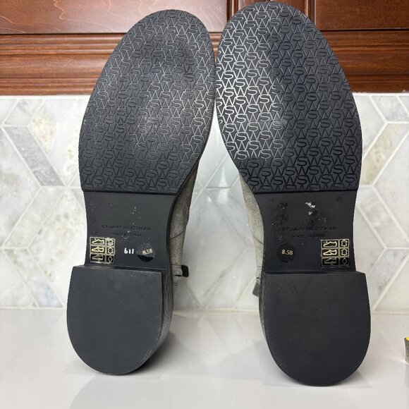 8.5B Gray Grey Suede Leather Rubber Block Heel Sole Zip 5050 Bold Ankle Bootie - Picture 14 of 16